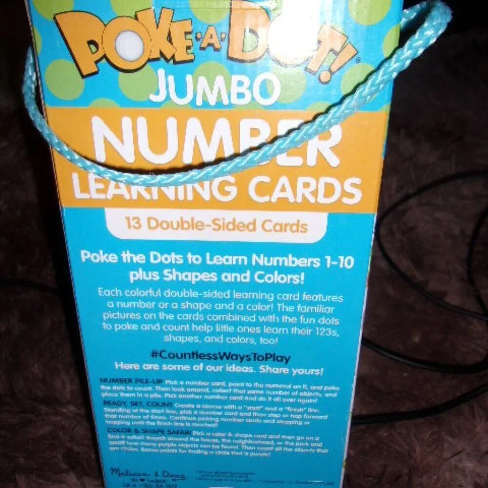 New Melissa & Doug Poke-a-Dot Jumbo Number Learning Cards Blue